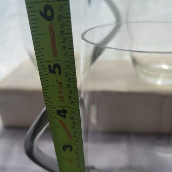 MCM Set Of 3 Clear Glass Mugs With Unique Curved Smokey Grey Handles - Picture 9 of 9